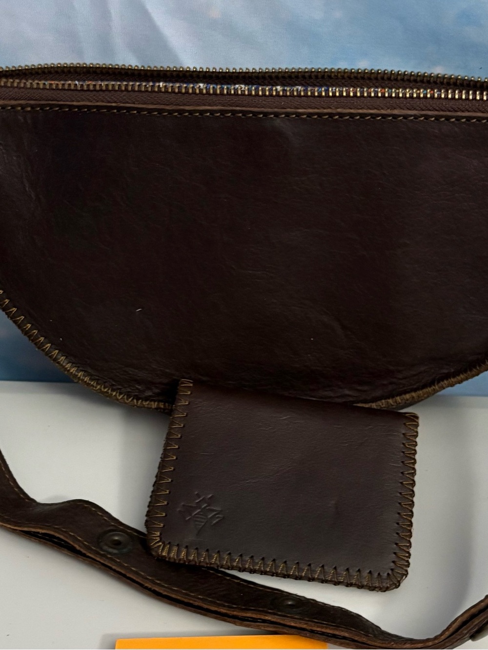 Women's Lyons Leather Mini Bee Crossbody Bag with Matching Small Wallet